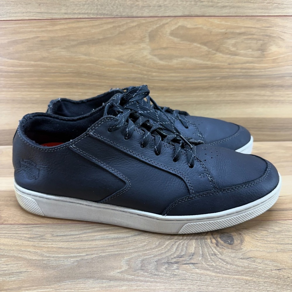 Harley Davidson Luton Low Top Sneaker Mens 11 Black Leather Casual Biker Street